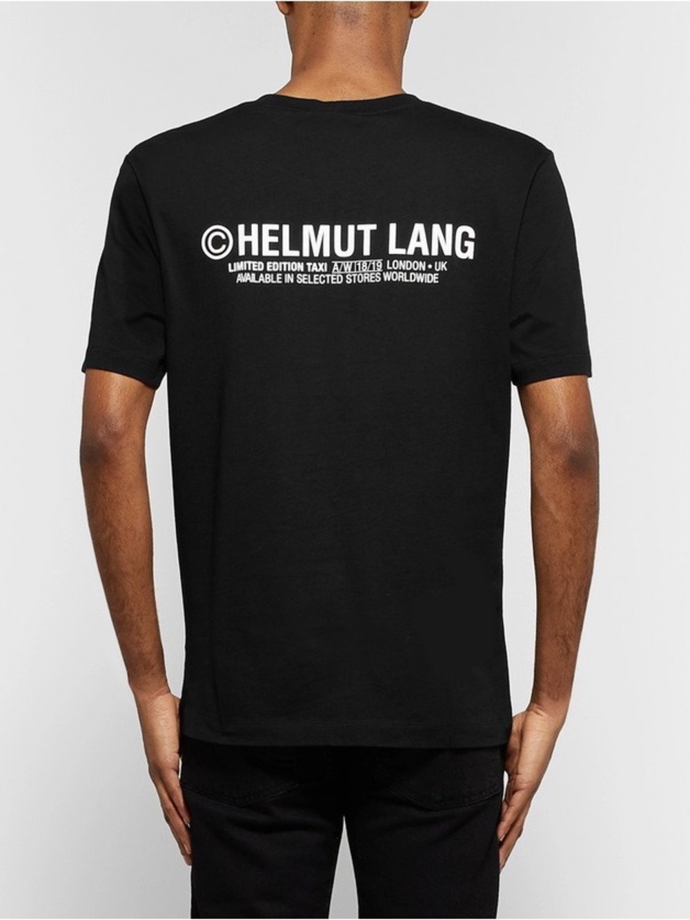 Helmut Lang Black Short-Sleeve Tee with White Back Logo